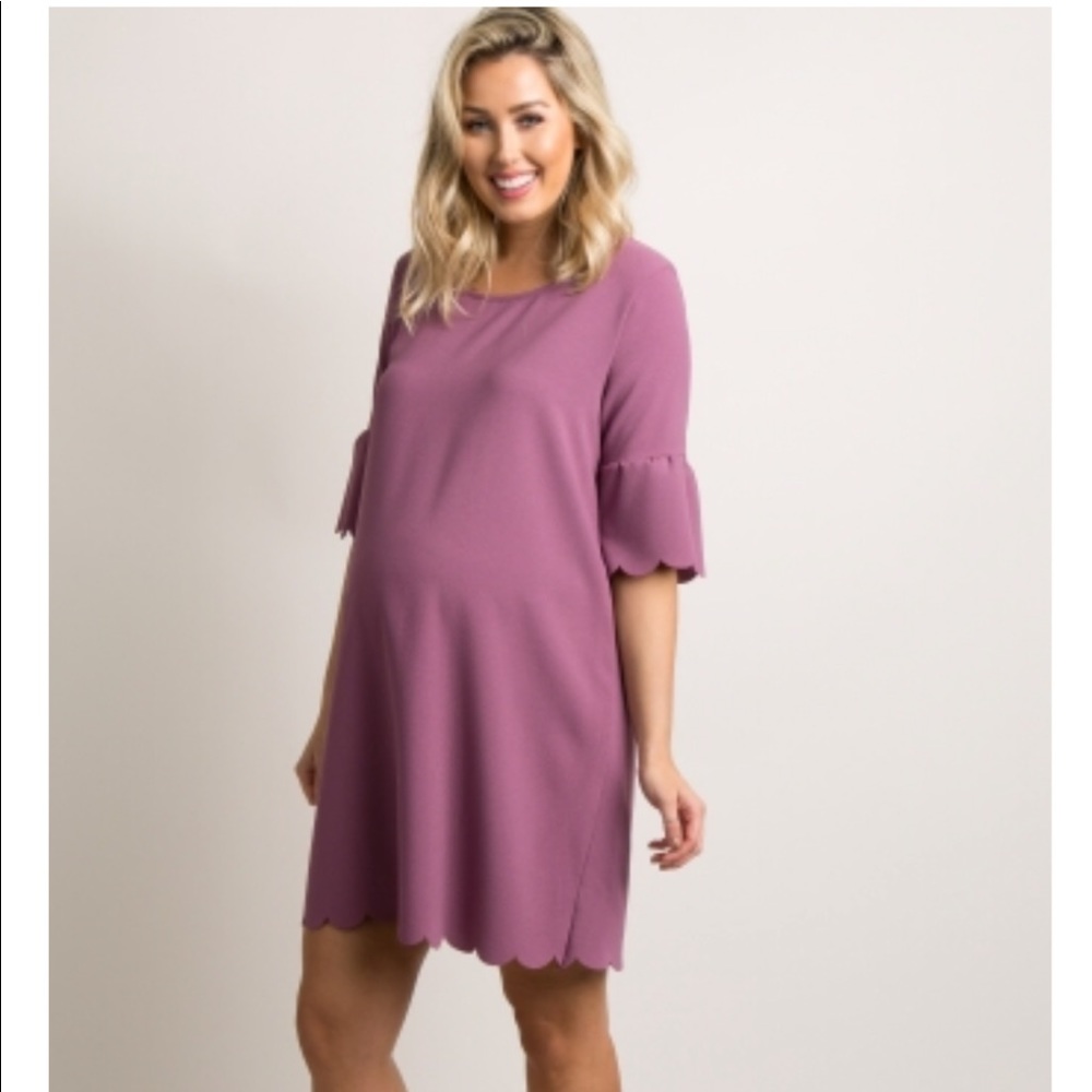 Pink Blush Maternity Mauve Scalloped Dress